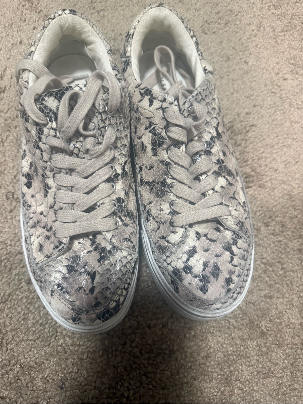 All Saints Beige and Gray Snake-Print Sneakers